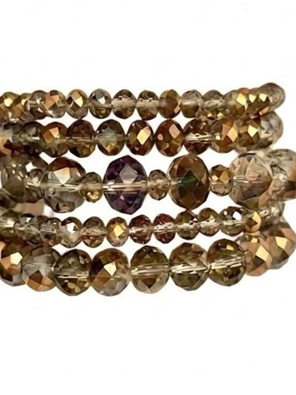 NWOT Beaded Brown and Gold Faceted Stretch Bracelet Set